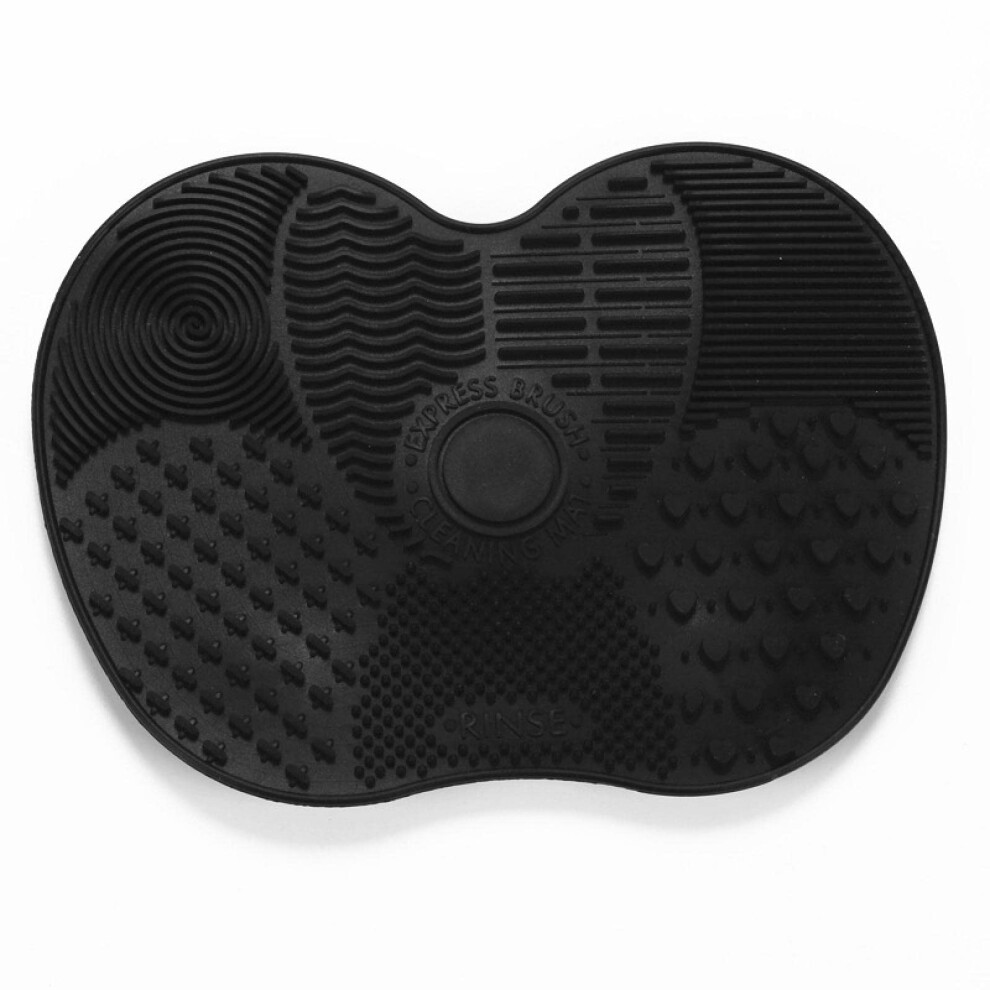 Silicone Scrubbing Pads with Suction Cups for Makeup Brush Cleaning, Black Apple Shape