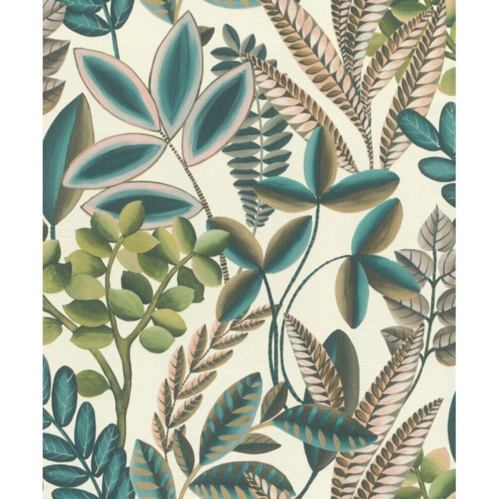 Rasch Textured Leaf Wallpaper Vinyl Paste The Wall Washable Botanical 4000441485523