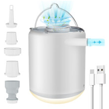 Mini Air Mattress Pump with Rechargeable Battery, Air Pump with Camping Lantern