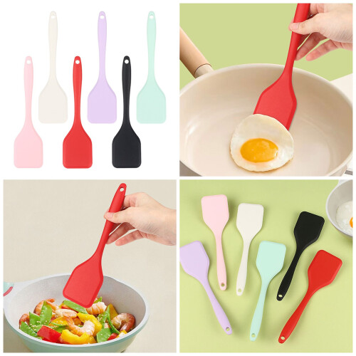 Ensemble de spatules de cuisine en Silicone, grattoirs-Rouge 2