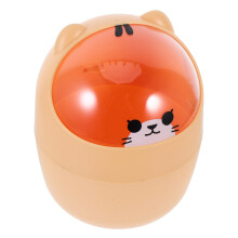 Mini Desktop Trash Can with Shake Lid, Cute Animal Design, Plastic Small Bin for Office or Bedroom
