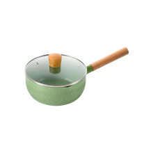 Aluminum Alloy NonStick Milk Pan with Lid and Pour Spout for Home Cooking 20cm White