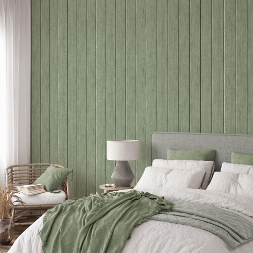 Fine Decor Fine Decor Painted Wood Panel Green Wallpaper Paste The Paper Washable Plank 1