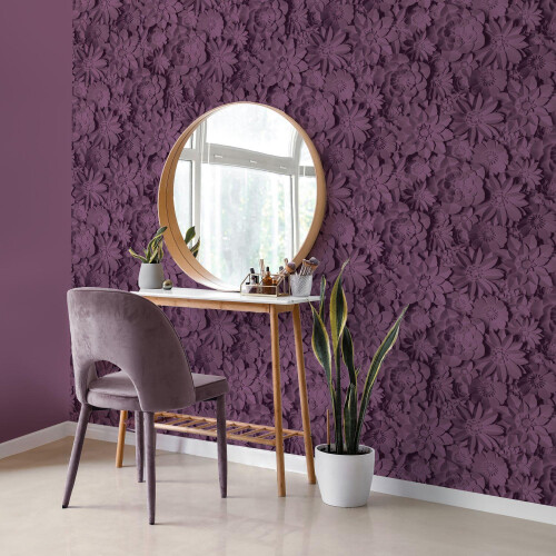 Fine Decor Fine Decor Dimensions Floral Purple Wallpaper Washable Peelable Paste The Paper 2