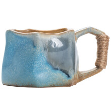 Vintage Coffee Mugs 250ml Irregular Ceramic Coffee Cups NonSlip Japanese Tea Cup with Handle for Tea Latte Cappuccino