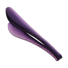 Ice Tongs Stainless Steel with HeatResistant Silicone Tips for Kitchen Bar and BBQ Purple