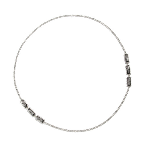 Comfortable Long Alloy Chain Necklace Adorned Square Black-3