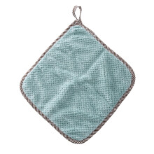 Serviettes en coton ultra-doux, idéales pour essuyer les surfaces de la cuisine ou sécher la vaisselle, vertes, faciles à suspendre.