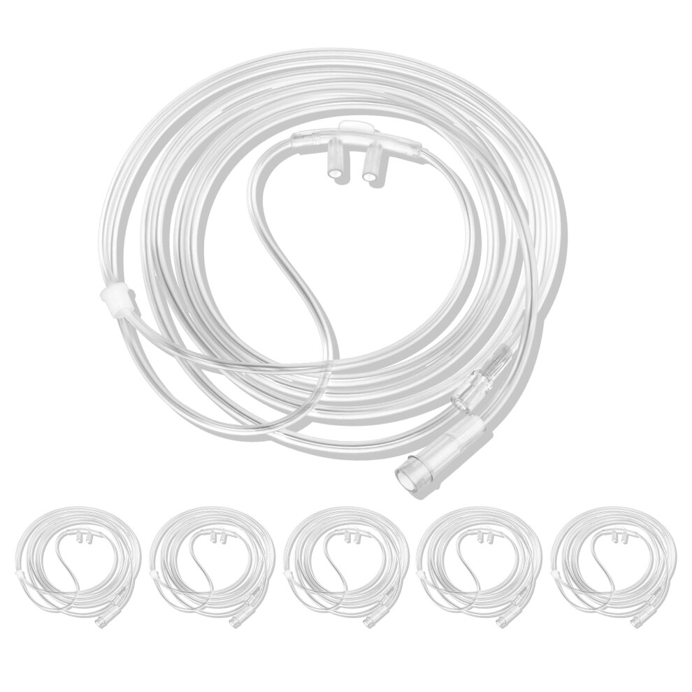 Green 5 Pack Soft Nasal Oxygen Cannula For Adults, 7Ft Kink Resistant Lightweight Oxygen Tubing