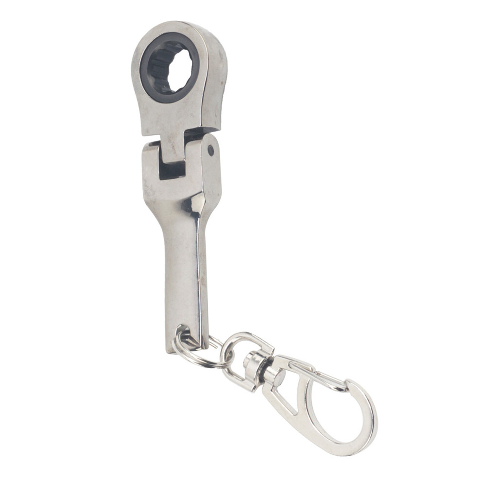 Portable 10Mm Ratchet Wrench Keychain With 180-Bright Gray 7696001062128