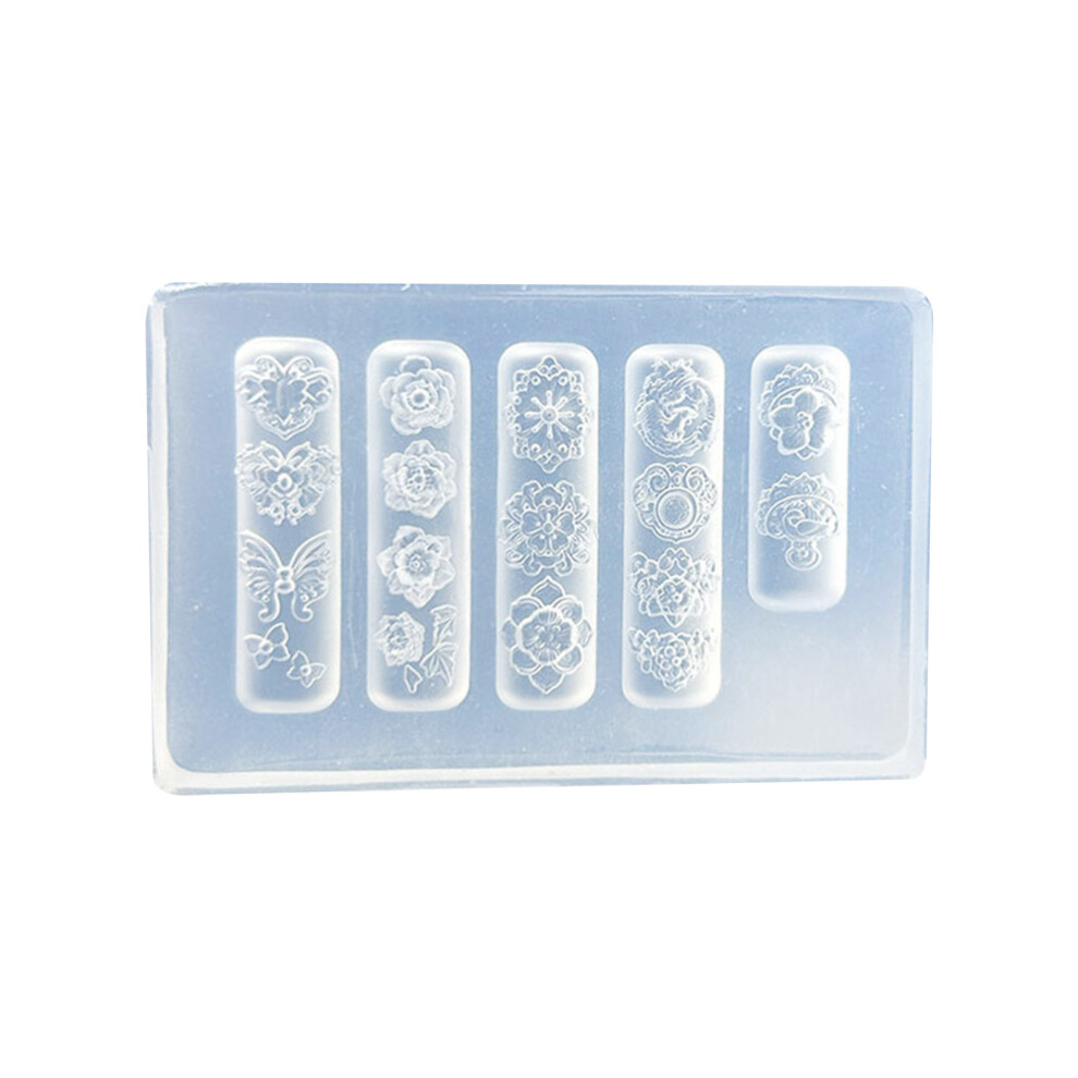 Nails Art Silicone Mold Flower Theme Manicure Training Tool