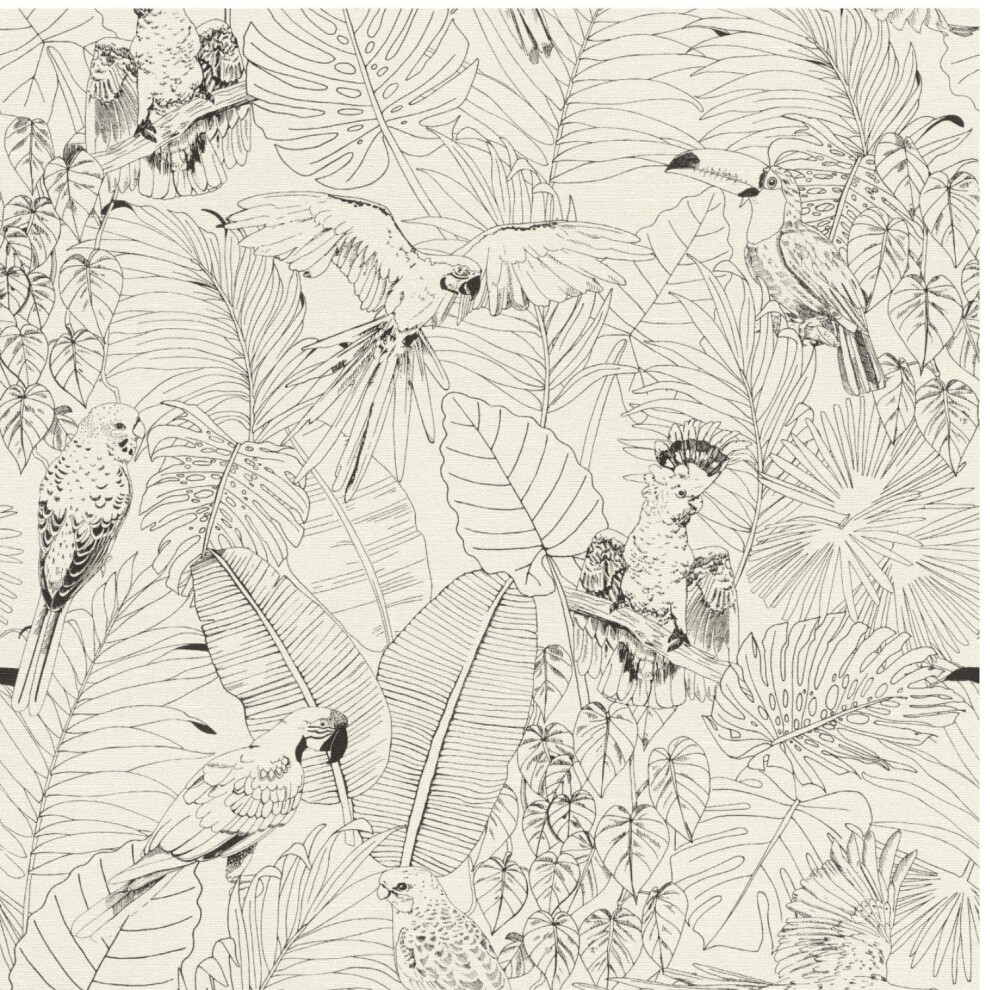 Rasch Sketch Palm Wallpaper Jungle Vinyl Paste The Wall Extra Washable 4000441447880