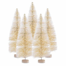Árboles de nieve de sisal, decoración festiva para mesa, árboles de Navidad en miniatura con base de madera, accesorios para guirnaldas y coronas