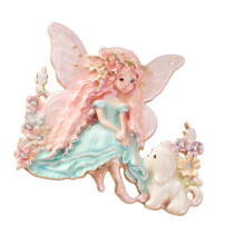 Decorative Elf Girl Brooch Cartoon Dog Theme Chest-Pink