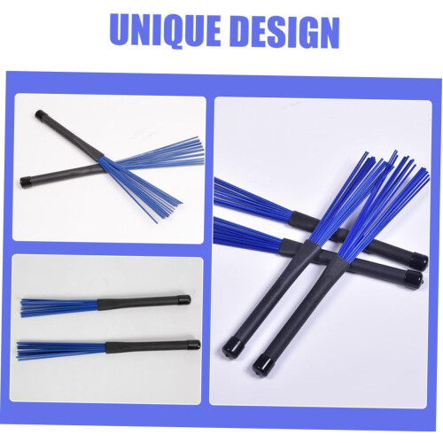2 Pack Nylon Jazz Drum Brushes with Comfortable Handle for Drum Set and Portable Percussion 2