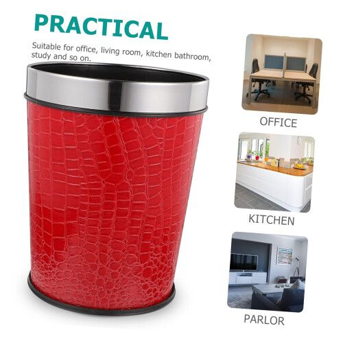 Retro Plastic Trash Can with Compact SpaceSaving Design for Bathroom Bedroom Kitchen and Office 2