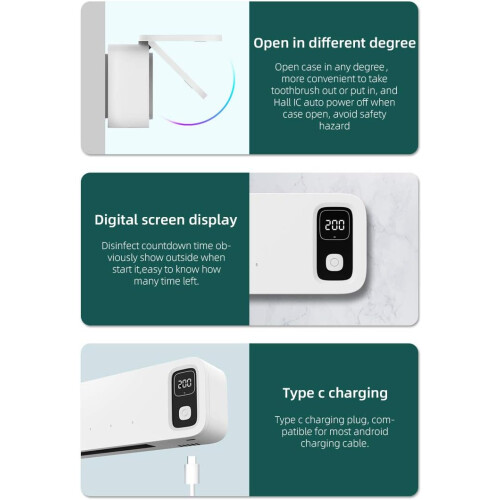UV Toothbrush Sanitizer with Timer, Self Adhesive Holder, UV Light Sterilization for Bathroom 2