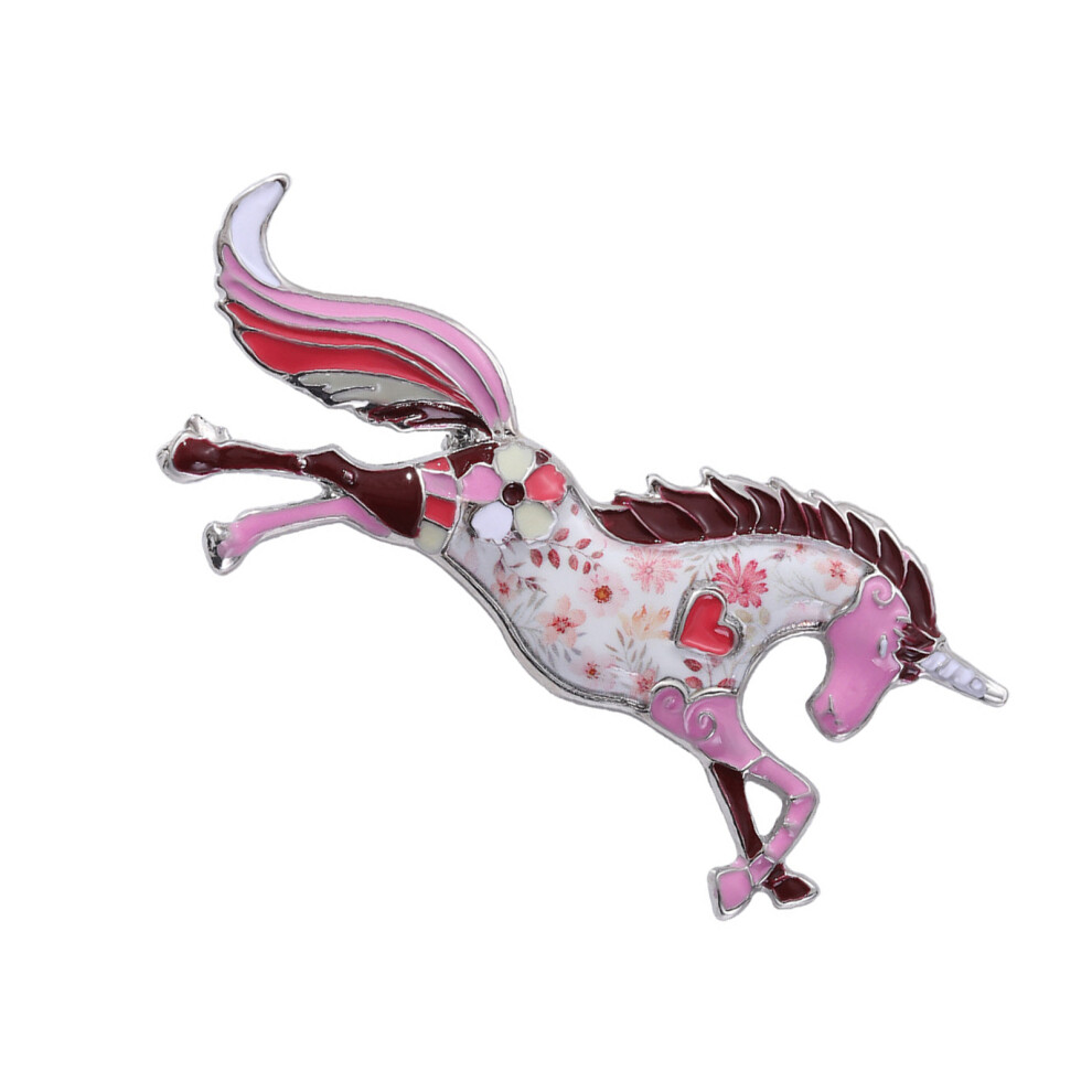 Pink Dreamy Horse Fantasy Brooch Vivid Color Alloy Laple Pin