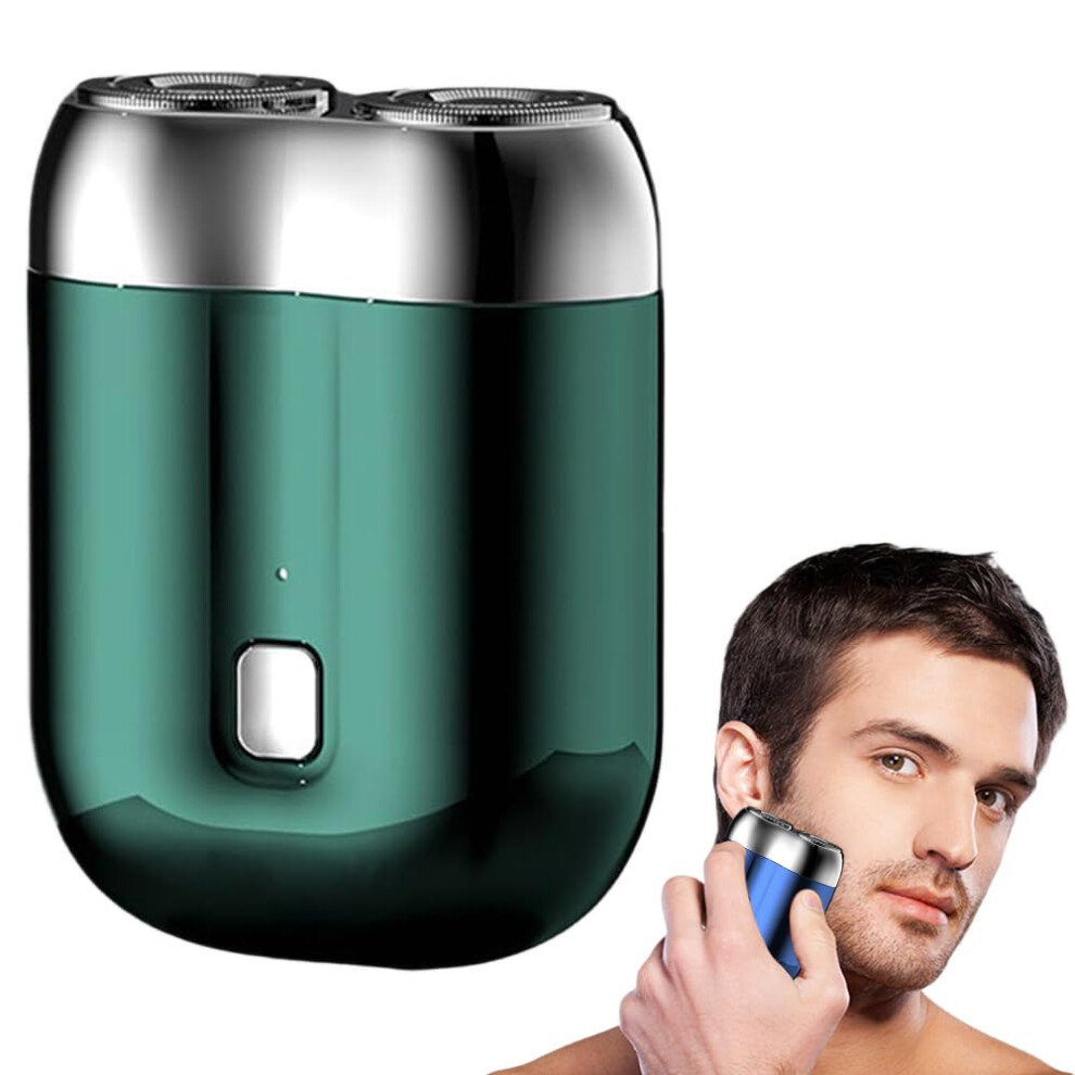 Green Electric Shaver For Men Dual Head Usb Rechargeable Waterproof Pocket Razor For Travel