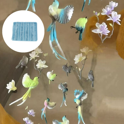 Leaf/Bird Shape Nail Decorative Mold Silicone Texture-birdie. 1
