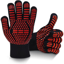 Guantes de horno resistentes a cortes, manoplas de cocina ignífugas multiusos, guantes de cocina lavables con agarre de silicona para asar a la