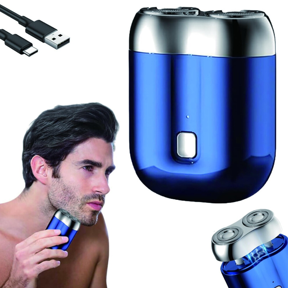 Dual Head Electric Shaver for Men, USBC Rechargeable Waterproof Razor, Compact Travel Design
