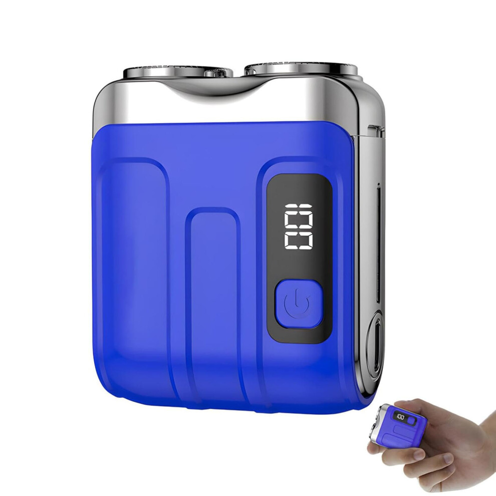 Electric Shaver with Dual Floating Heads, Waterproof Rechargeable Mini Portable Razor for Travel Home Car Blue