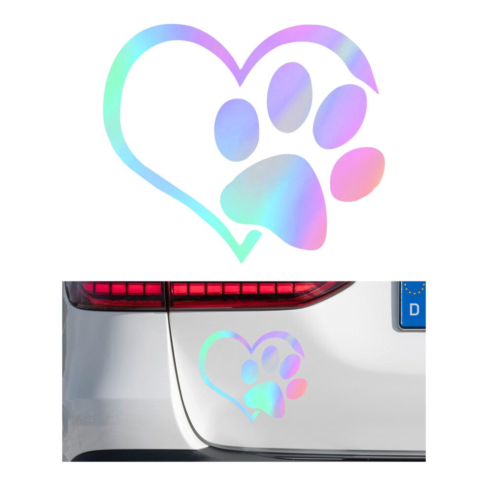 Dog Paw Print Car Decal With Heart Design, Cute Paw Sticker For Windows, Walls, Laptop, Luggage 9119770545466