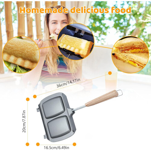 Sandwich Maker, Sandwich Toaster, NonStick Pan with Removable Handles 1