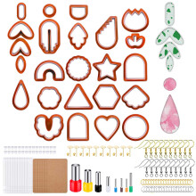 Ausstechformen für Polymerclay zur Ohrringherstellung, Ohrring-Set mit 24 einzigartigen Formen, Edelstahl-Ausstechformen und Ohrringzubehör,