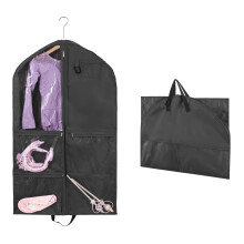 Foldable 's Garment Bag with 5 Pockets for Dancers, Performances, Travel Black