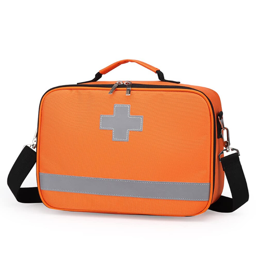 Orange Medical Bag Empty First Aid Bag Multifunctional Medical Bag Rescue Bag Layered Emergency First Aid Box For Outdoor Travel (Orange)