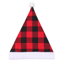 Hata Plaid Nollag Clasaiceach i bhFabraic Línéadaigh, Maisiúcháin Ghluaiseachta Gníomhachtaithe Caipín Santa Plush Meaitseáilte, Ceannbheart