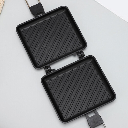 Double Sided Sandwich Baking Pan Sandwich Maker Panini Press Camping Pie Maker for Omelets Toast Restaurant Kitchen 2