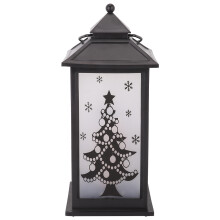 Portable Christmas Decor Lantern With Melody, 8.75 Inch Flame Like LED Lighted Water Lantern Featuring Rotating Snow Globe And USB Plug In, High Quali