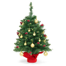 Mini árbol de Navidad LED para maceta Figura decorativa de lobo Escultura de animal de resina Adornos navideños DIY Añade elegancia a casas con