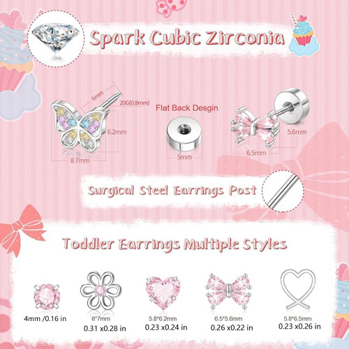 Comfort Fit Flat Back Stud Earrings Surgical Stainless Steel 2
