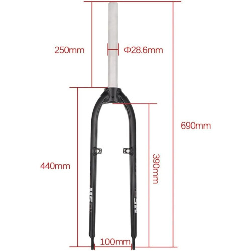 26/27.5 Inch MTB Rigid Fork 11/8 Threadless Straight Steerer Disc/V Brake Aluminium Alloy Fork 1