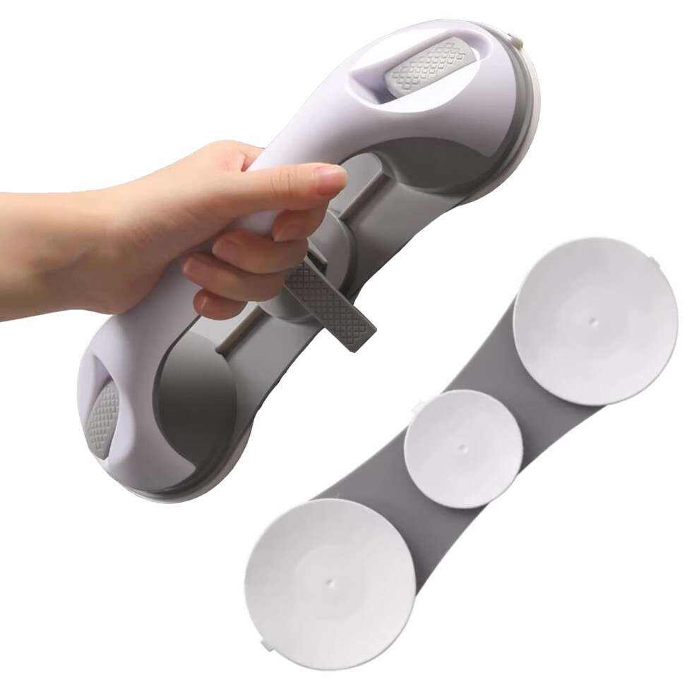 2 Pack Shower Grab Bars with Strong Suction, Bathroom Safety Handles for Elderly & Pregnant Women