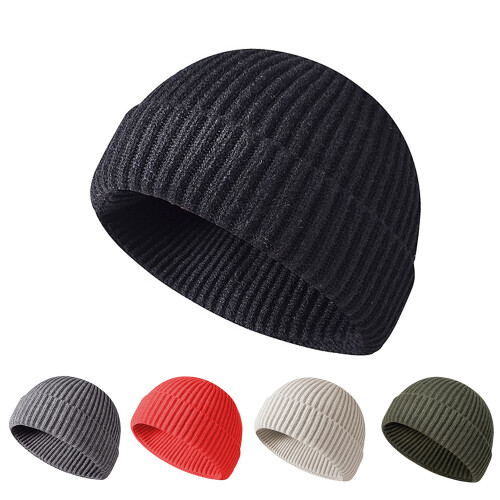 Hip Hop Beanie Mütze Grobstrickmütze mit Bündchen 2