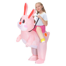 Niedliches aufblasbares Hasenkostüm für Kinder und Erwachsene, LED-beleuchtetes Hasenkostüm zum Aufblasen für Halloween, Karneval und