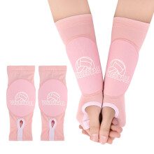 Pink Volleyball Arm Sleeves with Protective Pads and Thumb Holes, Medium