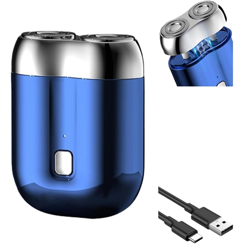 Double Head Electric Shaver for Men USB Rechargeable Wet and Dry Washable Razor Blue