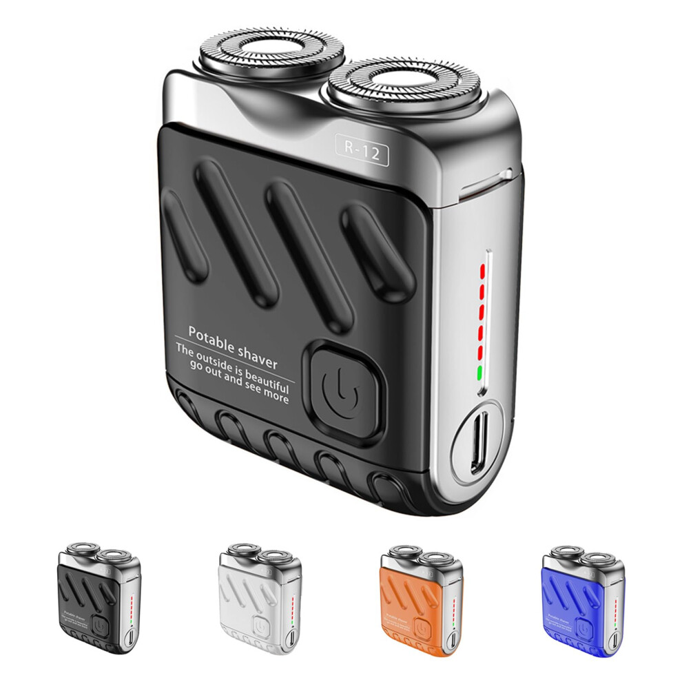 Black Electric Shaver For Men Usb Rechargeable Waterproof Dual Head 9000Rpm Travel Razor