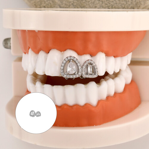 Practical Sturdy Copper Plated Heart Shaped Grillzs-Silver 1