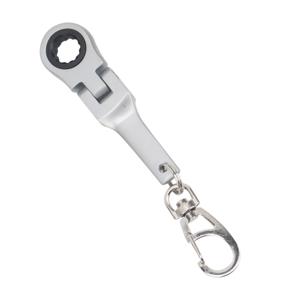 Ratchet Wrench Keychain 10Mm 180 Degree Rotating-Matte Silver 7696001062333