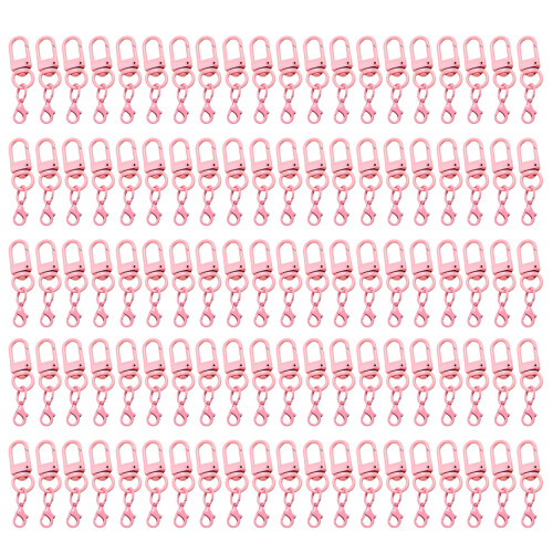 100 Piece Fashionable Rotating Clasp Keyring Buckled-Pink