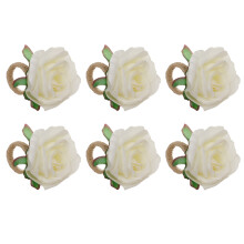 Blomsterservietringe til bryllupsborddekoration Elegant snekuglelys inspireret af hvide roser Design Batteridrevet dekorativ lys Stil Serviet