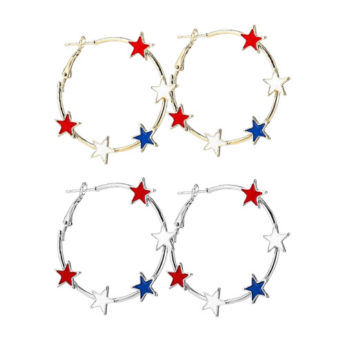 Stylish Pentagon Alloy Ear Hoops Comfortable Portable-Silver 1