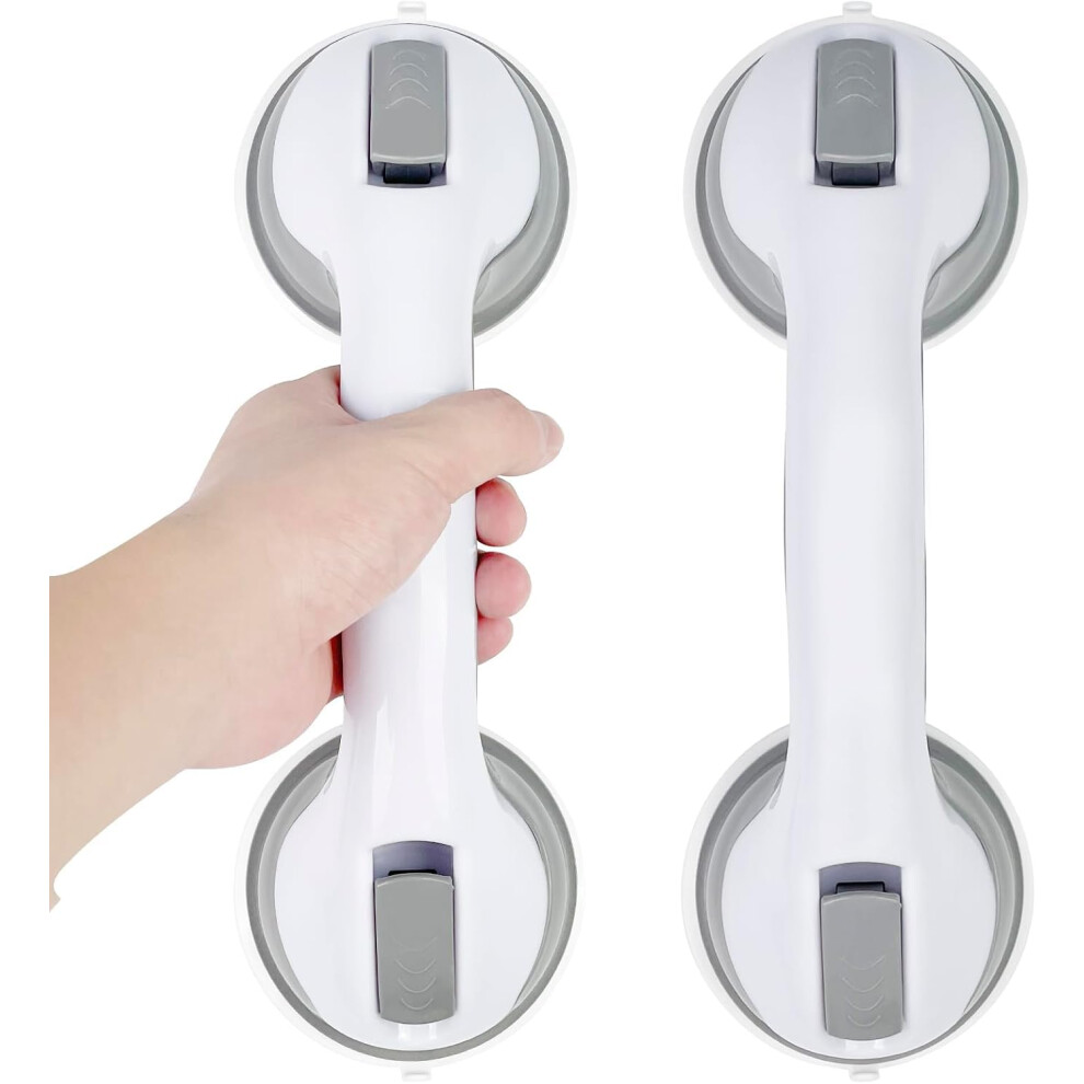 2 Pcs Grab Bars for Bathroom, Strong Suction Shower Safety Handles for Seniors, No Drill Install